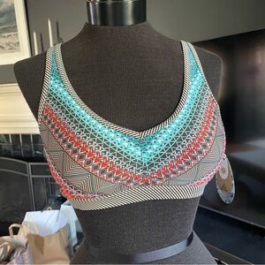 Prana Dreaming Sunlit Coral Riviera Bikini Swim Top Medium NWT